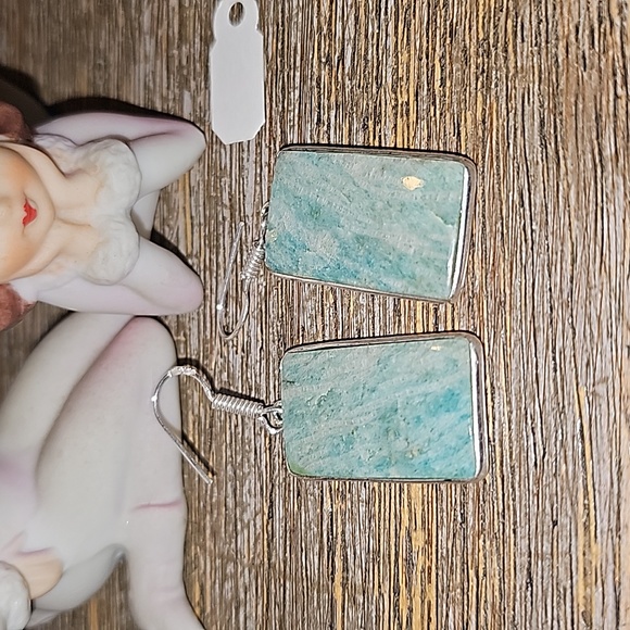 New Sterling silver Amazonite earrings - Picture 2 of 8